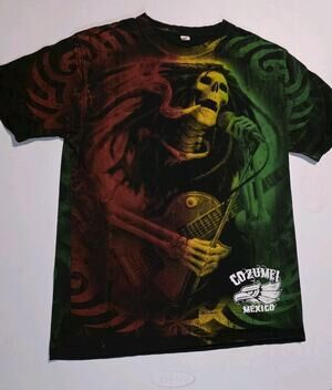 Cozumel Mexico Skull Reggae All Over Print T Shirt Adult L
